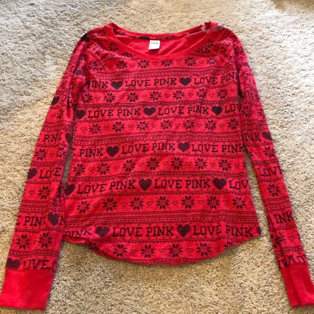 PINK- long sleeve pj top
